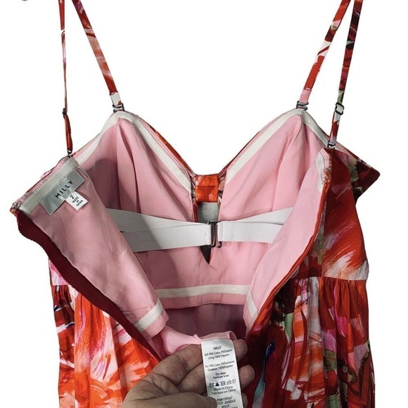 Milly Noah Brushstroke Poplin Maxi Dress Womens Size 2 $425 - Picture 13 of 16